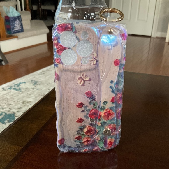 Printed Flower Cute Cover with Wristband Kickstand Protective Phone Case - Picture 2 of 6